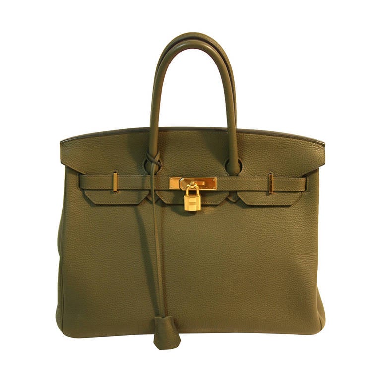 Olive Hermes 35cm Birkin with Gold Hardware at 1stdibs