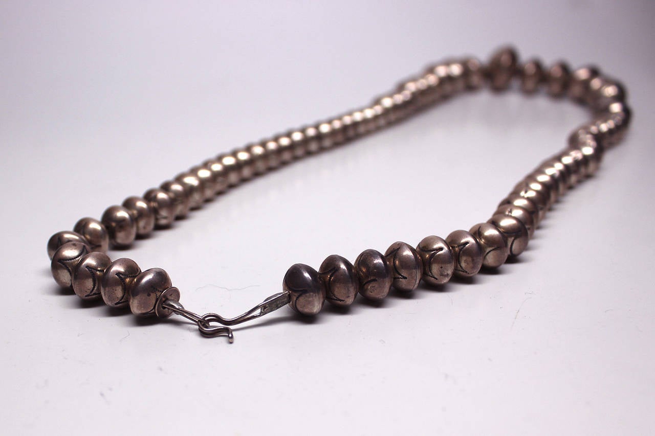 Navajo Silver Bead Old Pawn Necklace at 1stDibs