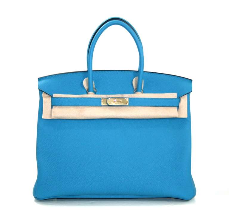 Hermes Birkin Bag in Turquoise Togo Leather Gold Hardware, 35 cm size