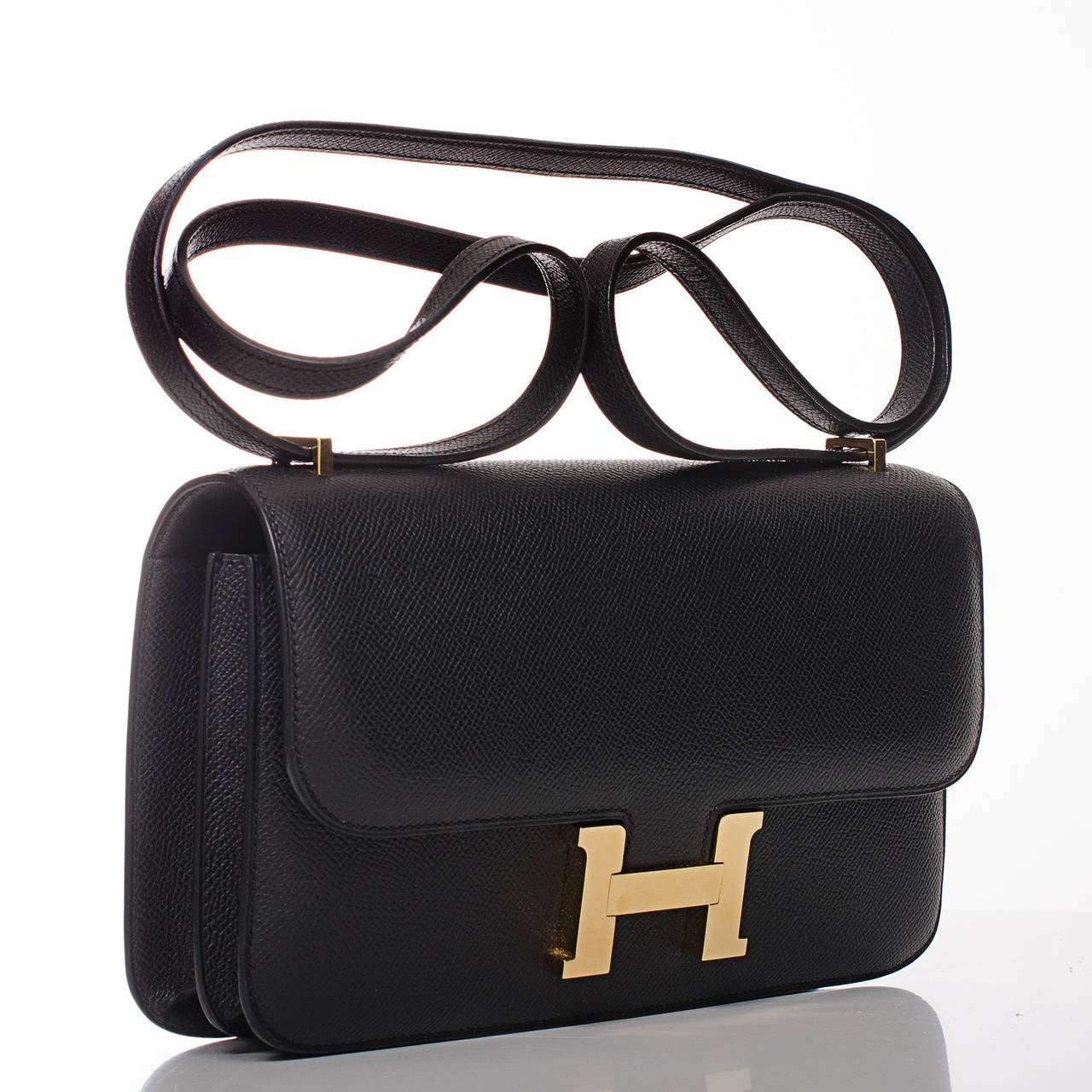 Hermes Black Epsom Constance Elan 25cm at 1stDibs