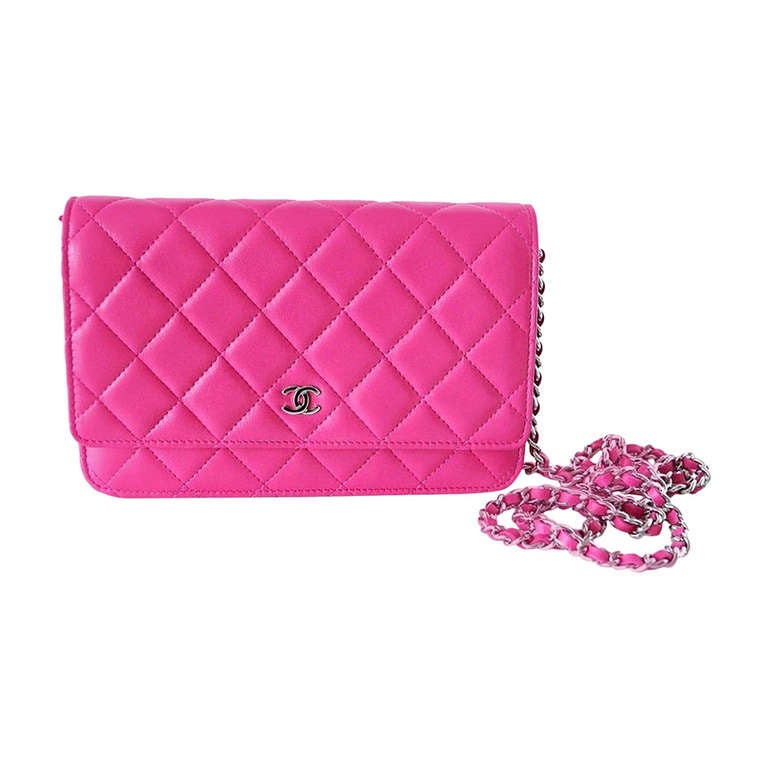 Chanel Bag / Wallet On A Chain Pink Lambskin Cross Body New at 1stDibs