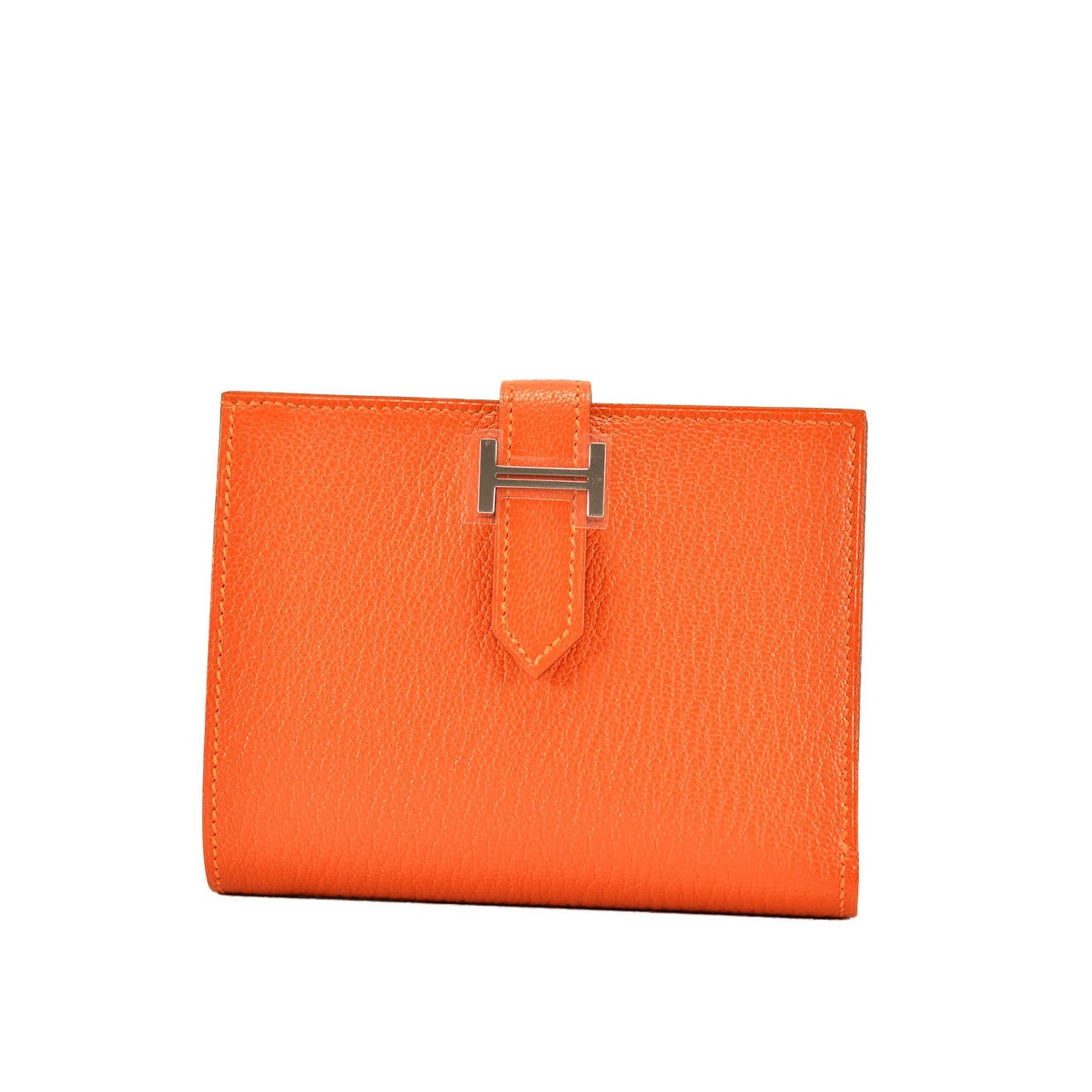 HERMES Wallet BEARN COMPACT Goat Mysore ORANGE Palladium Hardware 2015