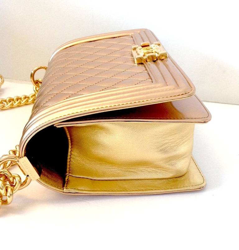 Chanel Gold Medium Le Boy Bag For Sale at 1stDibs