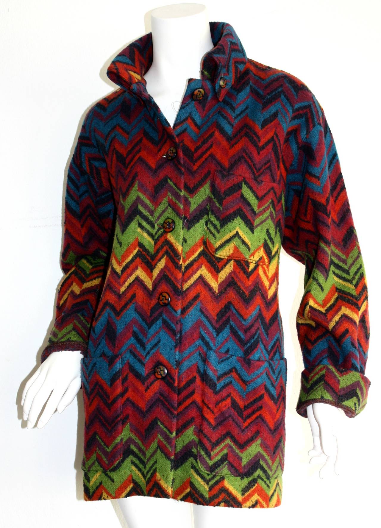 Amazing Vintage Missoni Signature Colorful Chevron Slouchy Blanket