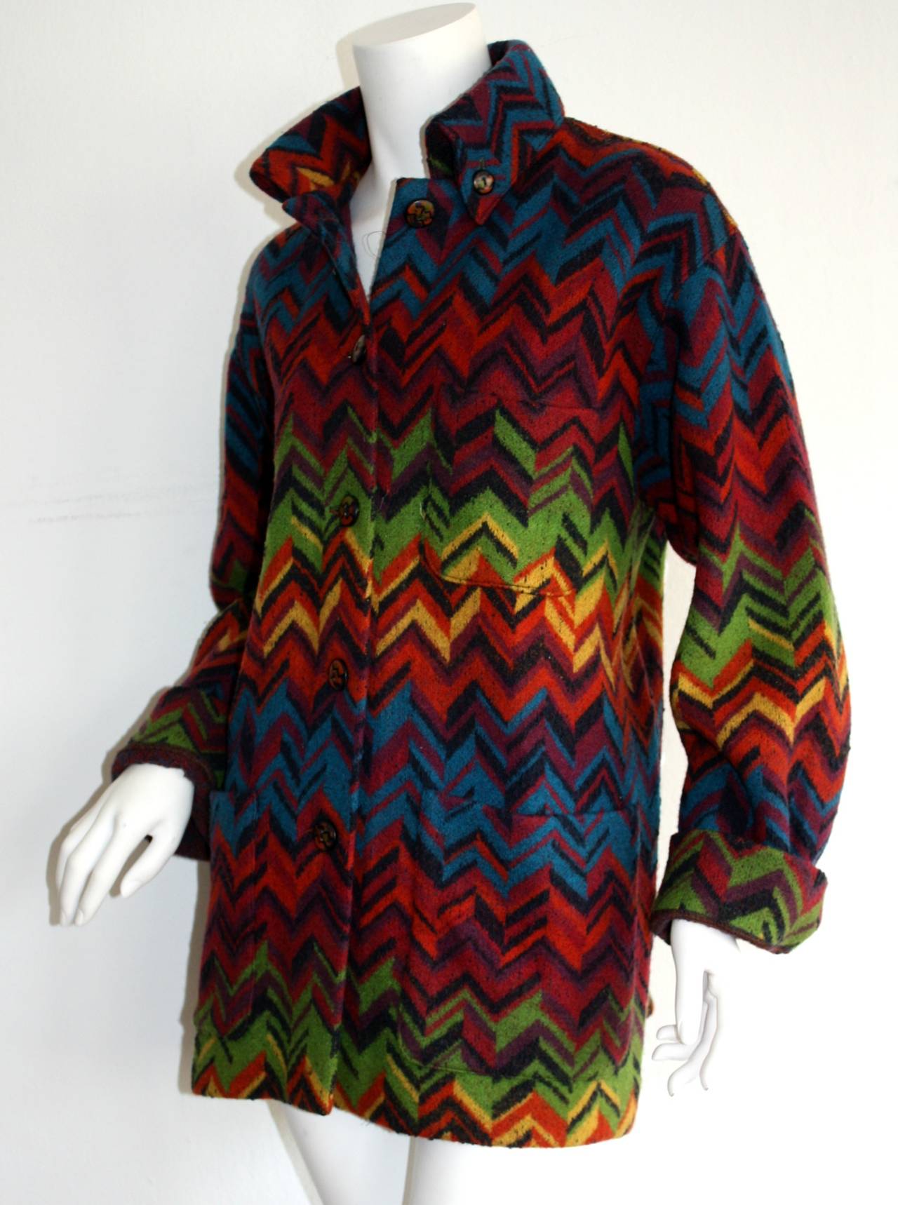 Amazing Vintage Missoni Signature Colorful Chevron Slouchy Blanket