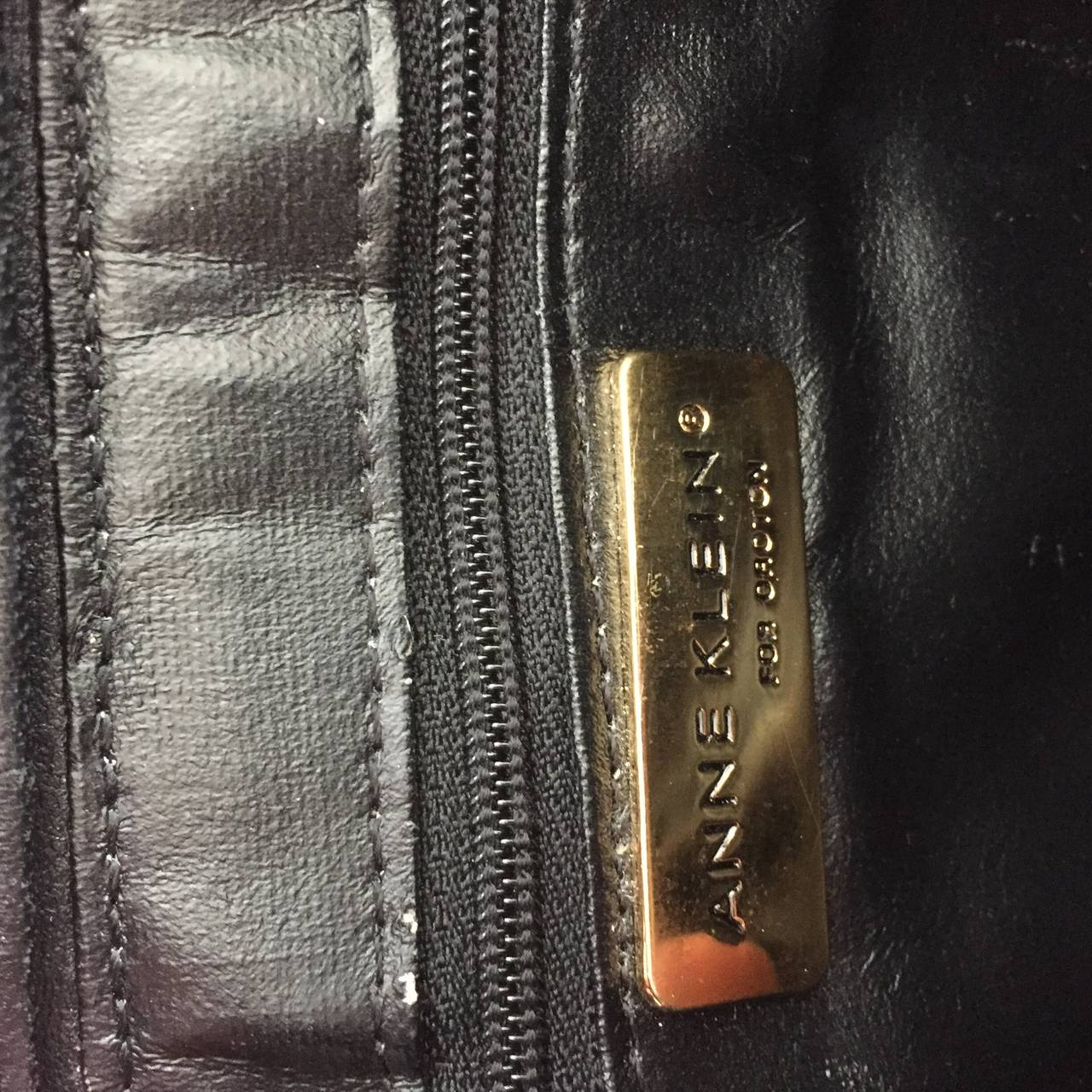 1980s Vintage Anne Klein for Oroton Black Patent Leather Clutch