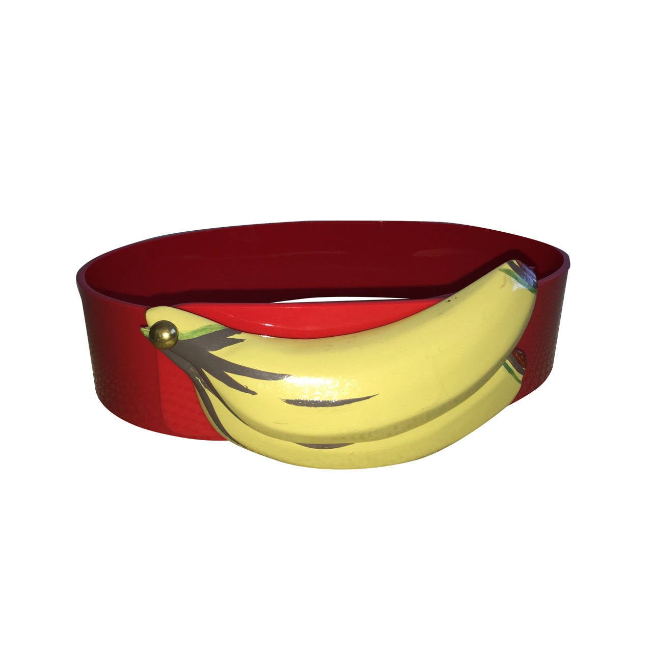 1980s Vintage Banana Novelty Celluloid Red Hawaiian Belt at 1stDibs