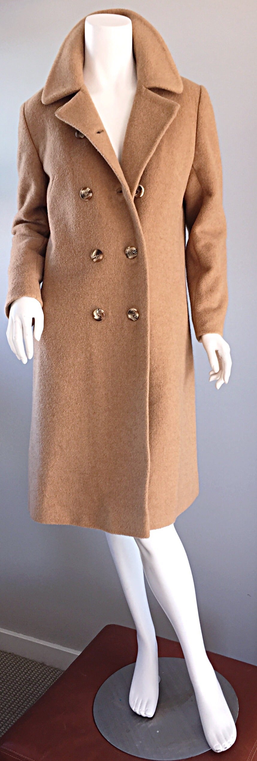 1960s Vintage Camels Hair 60s Designer Camel Coat Jacket For Sale at