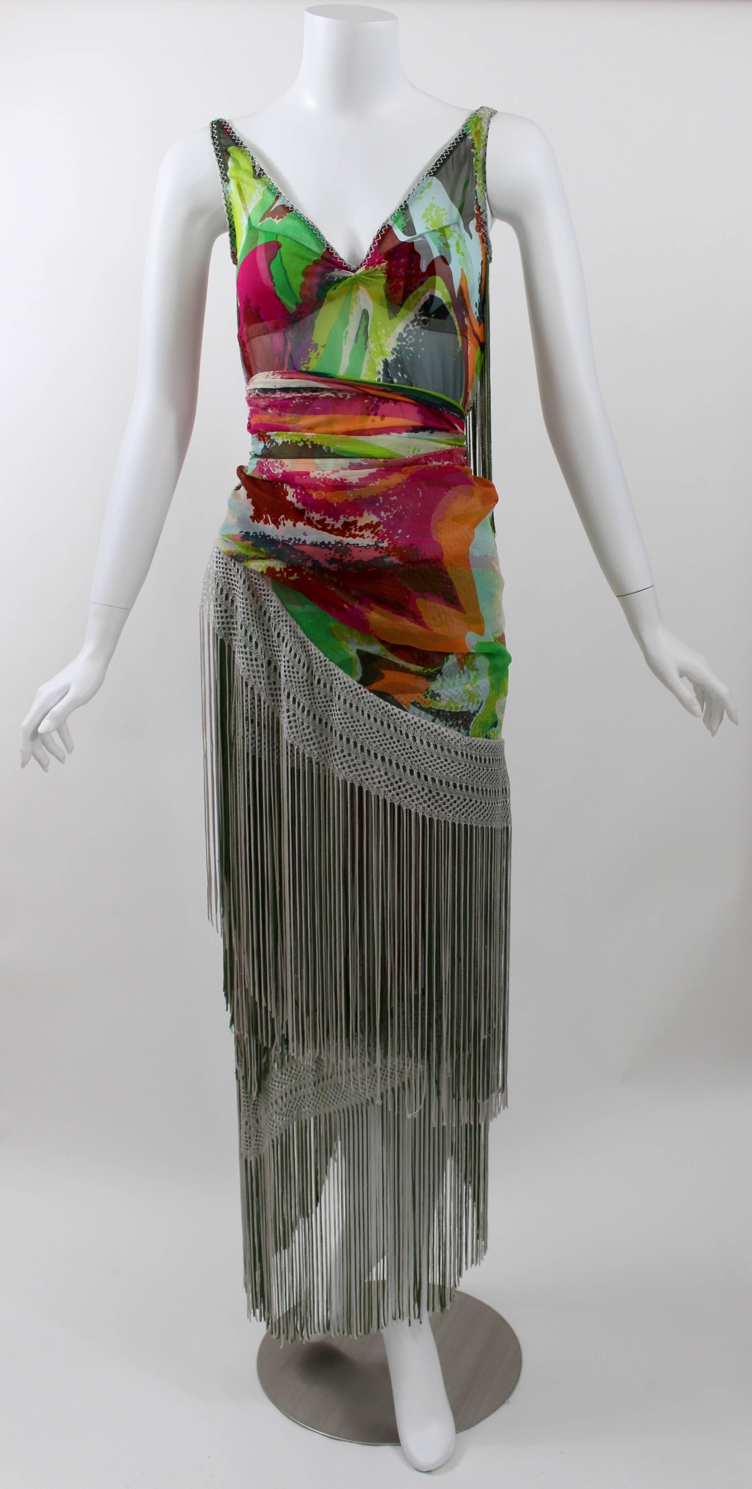Missoni Runway 2004 Silk Colorful Fringe Scarf / Cape Dress For Sale at 1stDibs missoni fringe