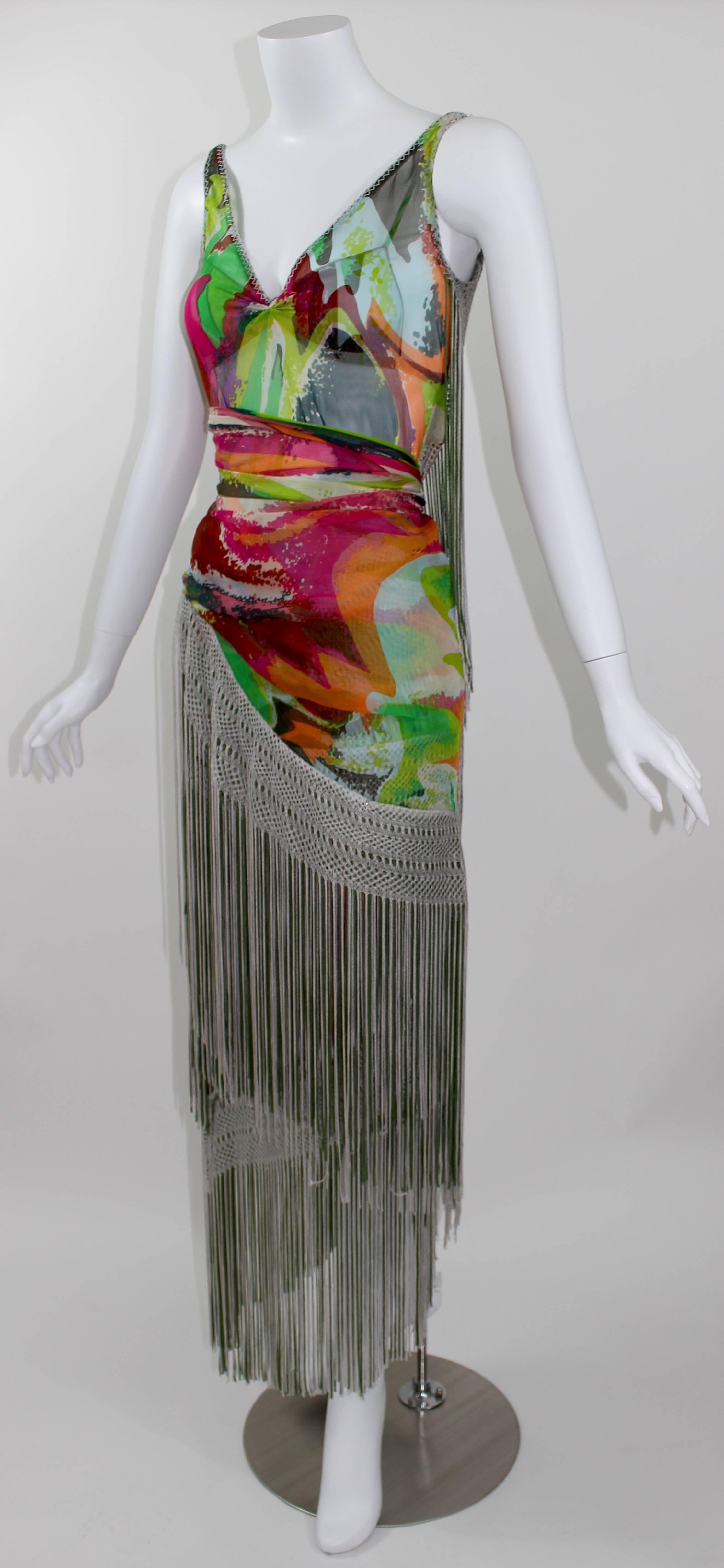 Missoni Runway 2004 Silk Colorful Fringe Scarf / Cape Dress For Sale at 1stDibs missoni fringe