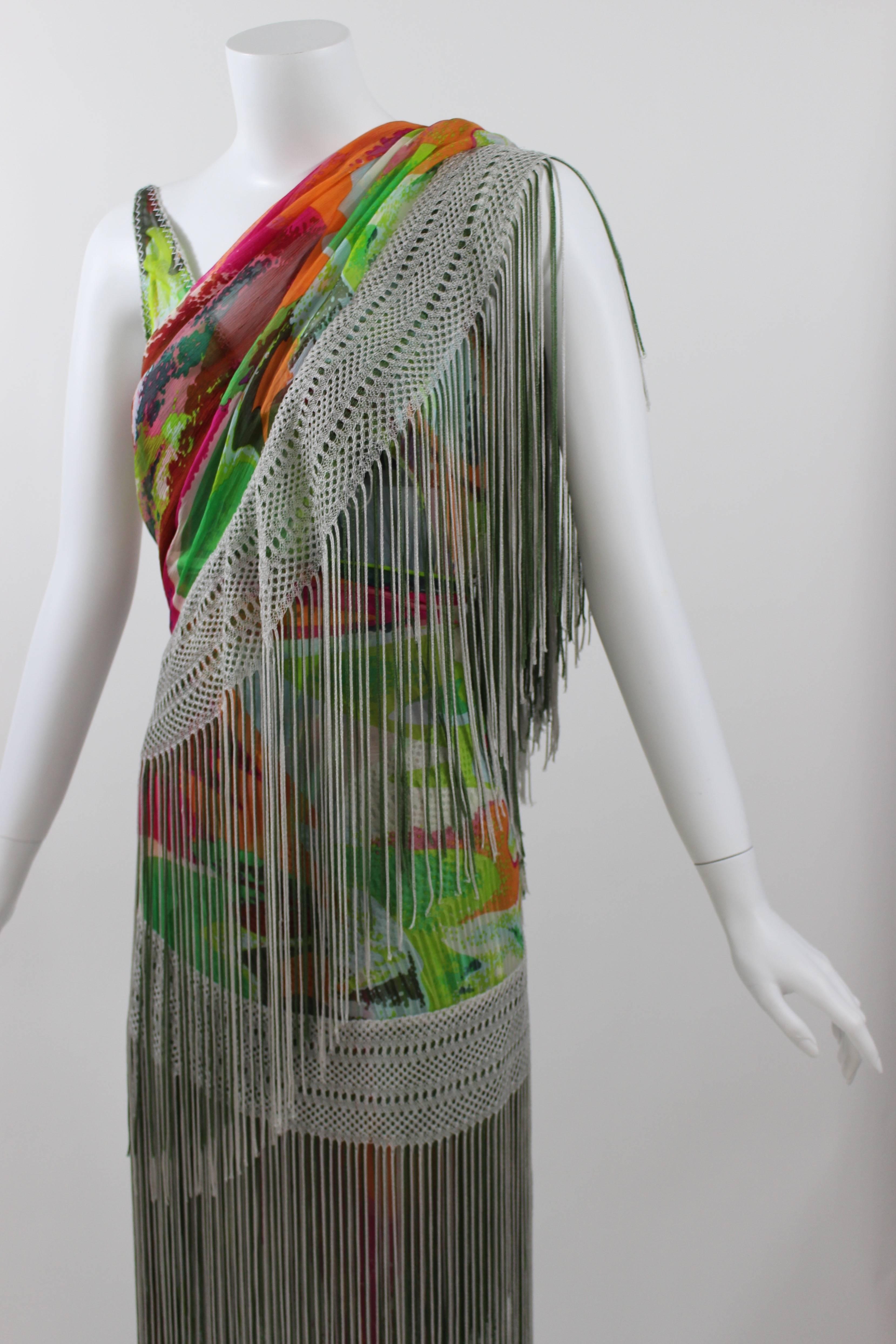 Missoni Runway 2004 Silk Colorful Fringe Scarf / Cape Dress For Sale at 1stDibs missoni fringe