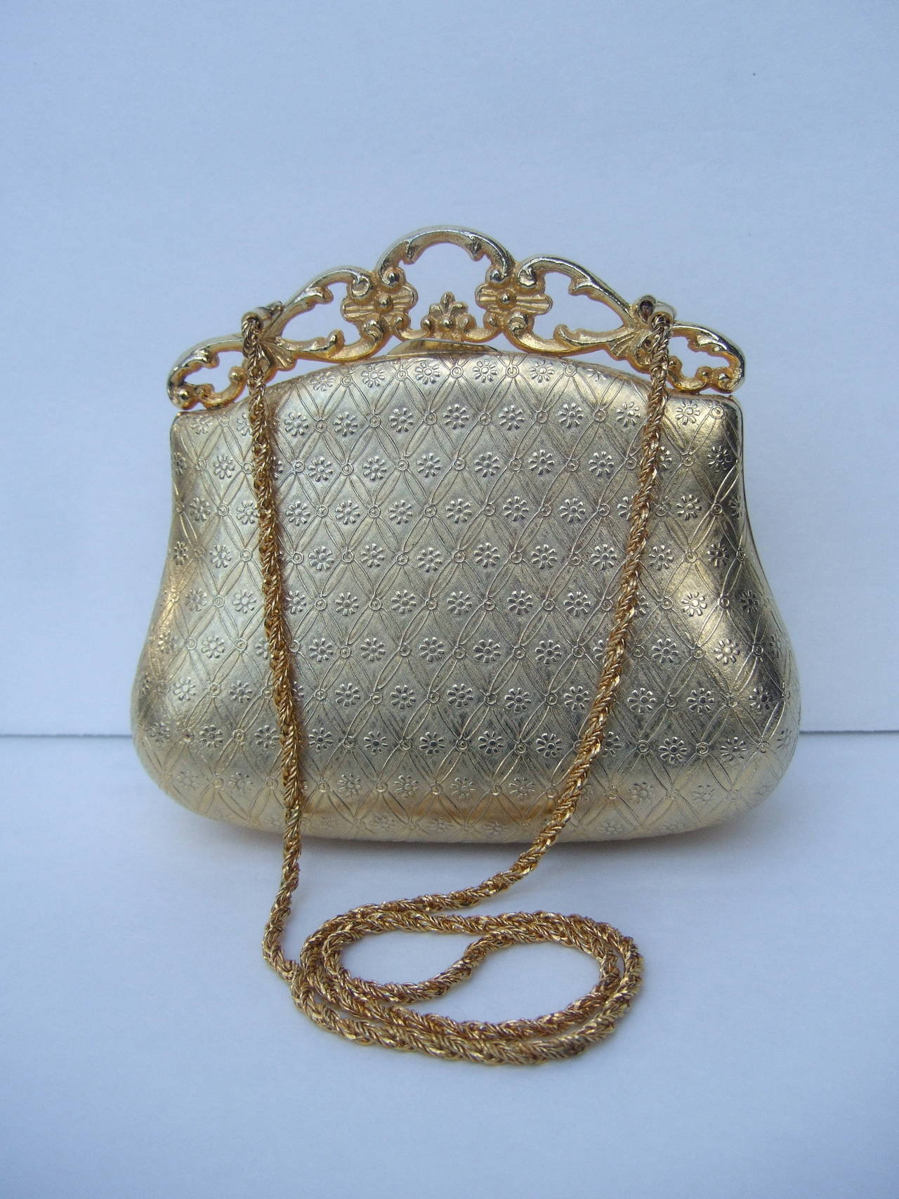 Saks Fifth Avenue Gilt Metal Evening Bag c 1970 at 1stDibs