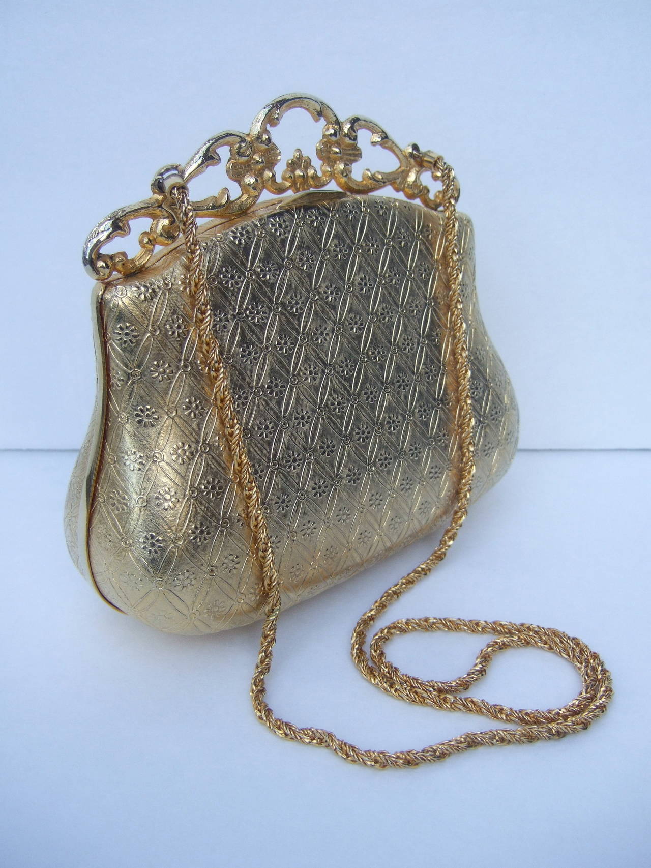 Saks Fifth Avenue Gilt Metal Evening Bag c 1970 at 1stDibs