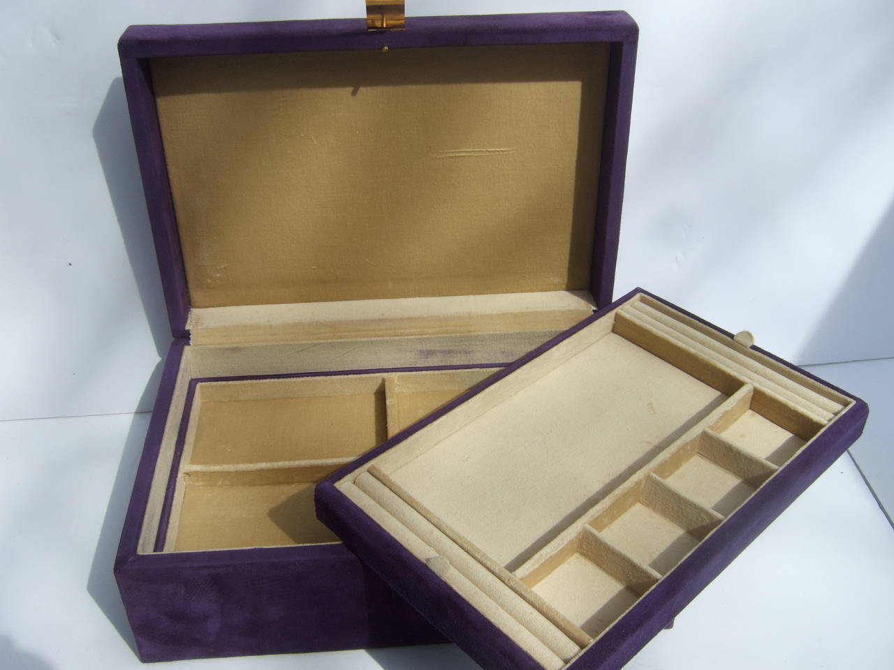 Neiman Marcus Set of Violet Suede Jewelry Boxes Made in Italy at 1stDibs