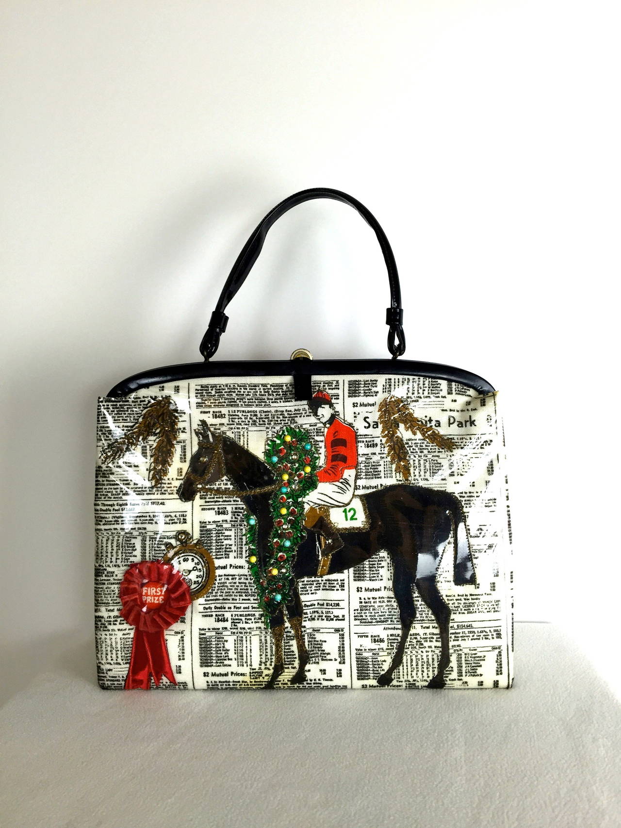 1950's Race Course Themed Handbag by Soure New York at 1stDibs