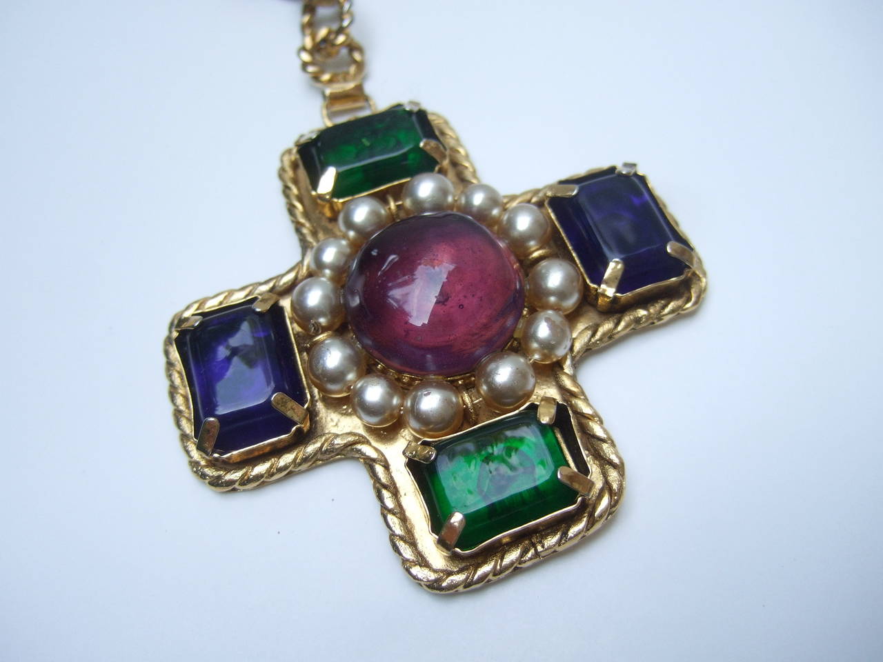 Chanel Exquisite Poured Glass Cross Pendant Necklace at 1stDibs glass