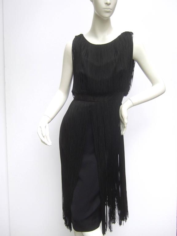 1960s Black Fringe Tassel Cocktail Dress For Sale at 1stDibs fringe