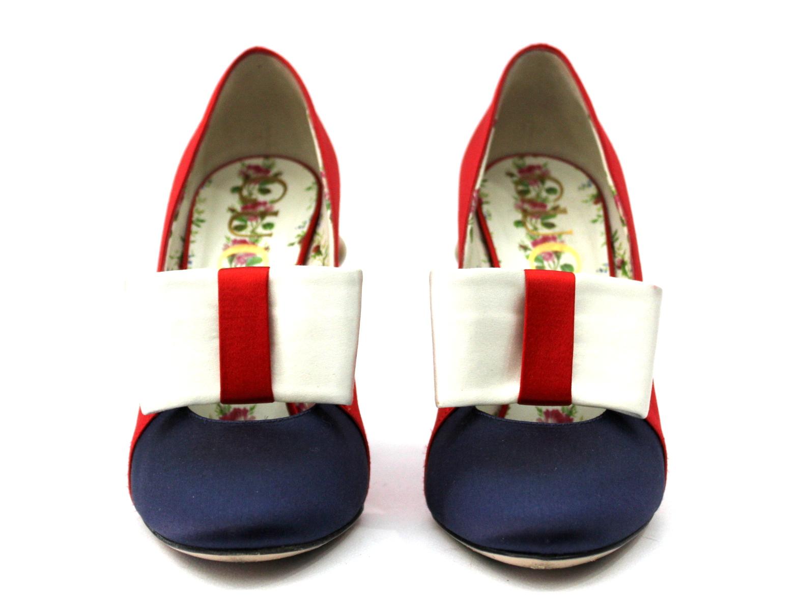 Gucci Luna Studded Block Heels Color Block Satin Pumps at 1stDibs color block pumps, color