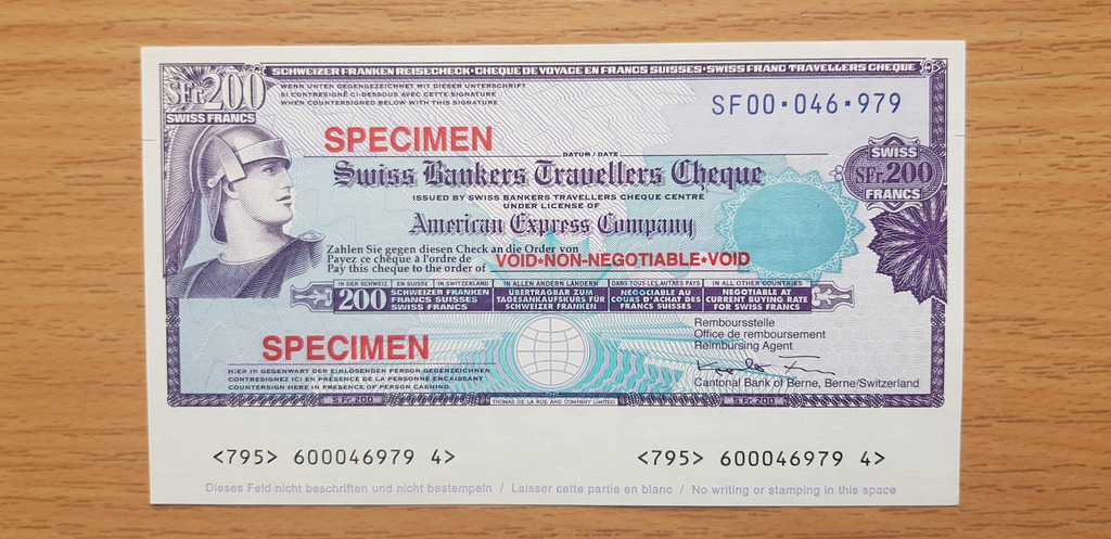 American Express Travellers Sfr. 200 Specimen | Zgierz | Kup Teraz Na Allegro Lokalnie