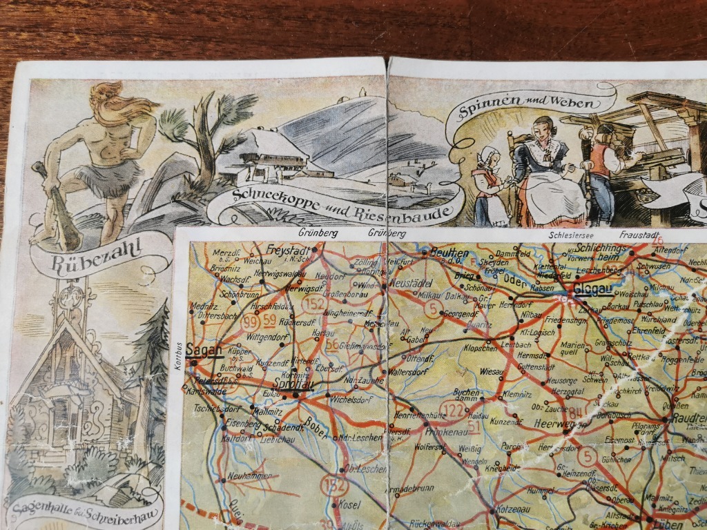 Stara niemiecka mapa Wrocław i okolice Breslau Promnice Licytacja