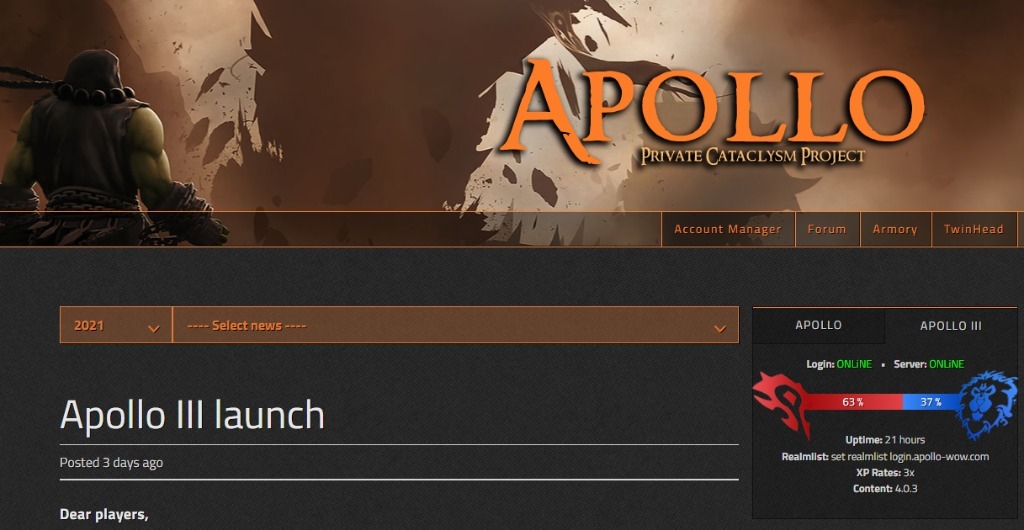 Apollo 3 Wow Cata 500g Twinstar.cz PL Złoto HORDE Biłgoraj Kup