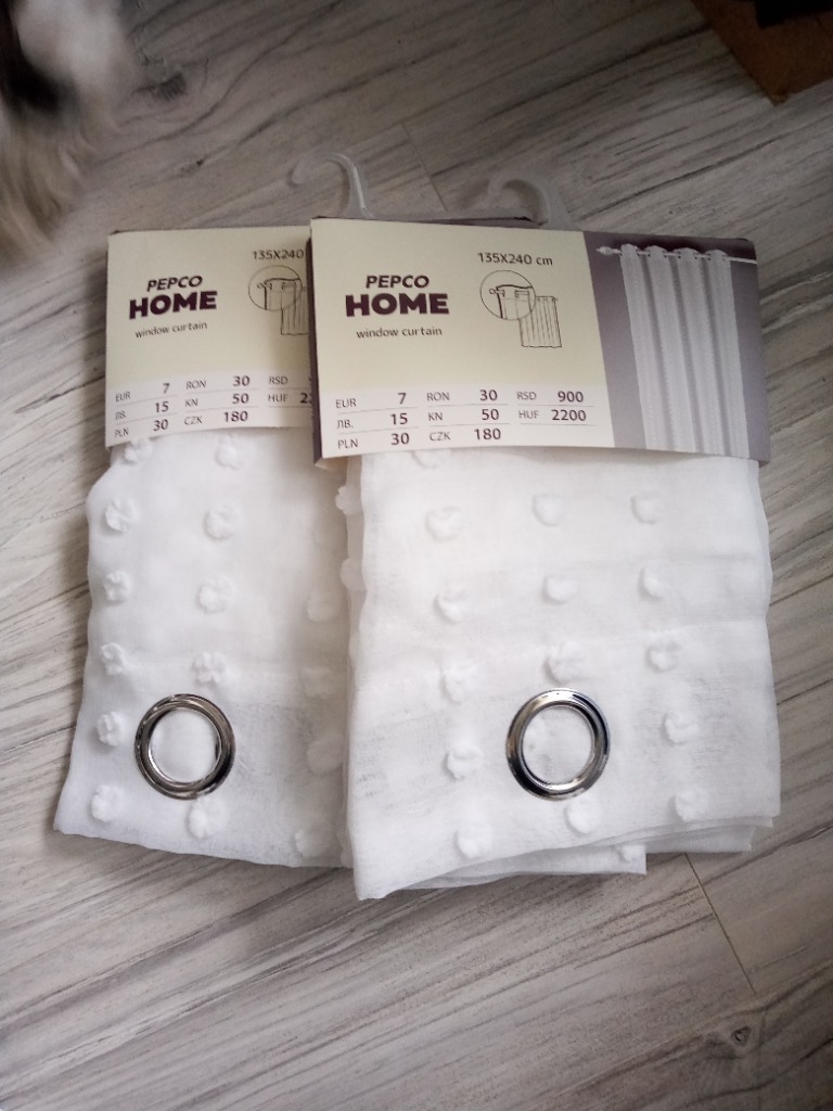 Nowe zasłony firany białe z Pepco z pomponami Koziegłowy Kup teraz
