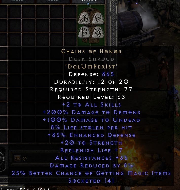 Chains of Honor CoH Diablo 2 R Dusk Shroud 15ED Kielce Kup teraz na Allegro Lokalnie