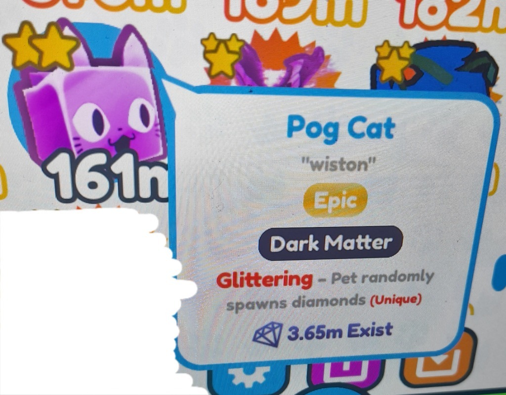 ROBLOX Pet simulatorX Dark matter POG CAT limited Wejherowo Kup