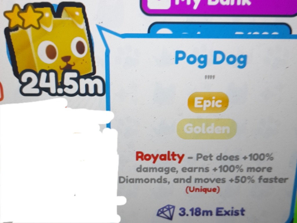 ROBLOX Pet simulator X Gold POG DOG limited Wejherowo Kup teraz na