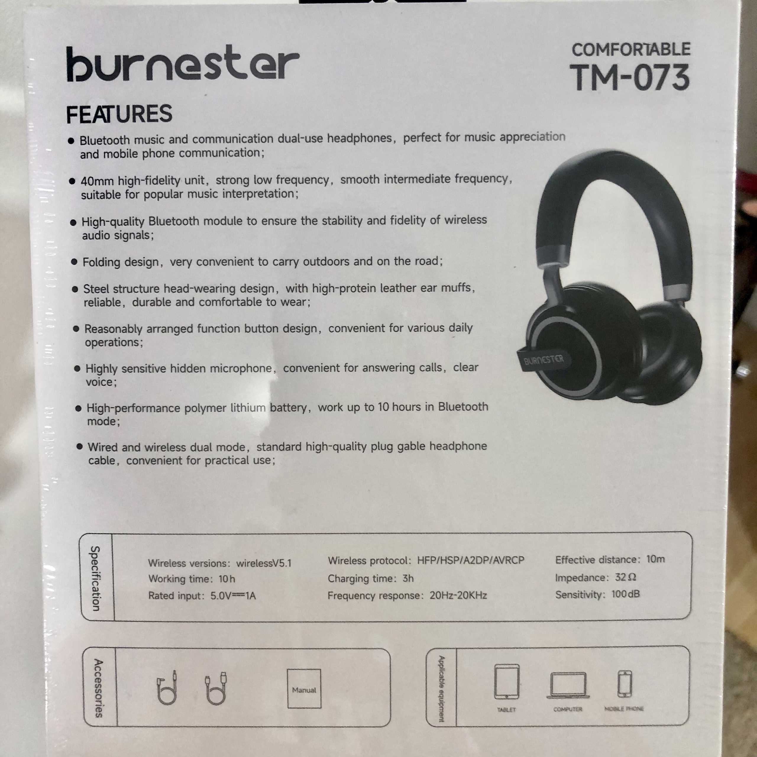 Słuchawki nauszne bezprzewodowe burnester TM-073 | Poznań | Kup teraz