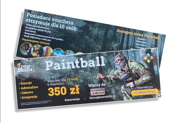 Voucher na paintball interskills dla 10 osób Gliwice Kup teraz na