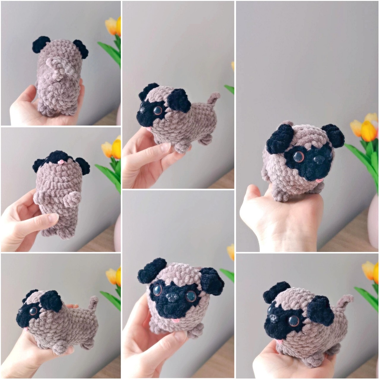 Mops na szydełku, piesek, maskotka handmade Duchnice Kup teraz na Allegro Lokalnie