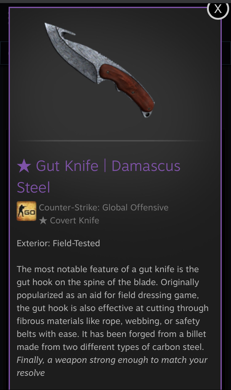 Kosa Nóż CSGO Skin Gut Knife Damascus Steel Inowrocław Kup teraz na