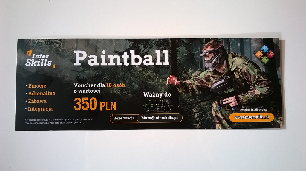 Paintball voucher 10 osób x 3h ( ze wszystkim ) Kraków Kup teraz