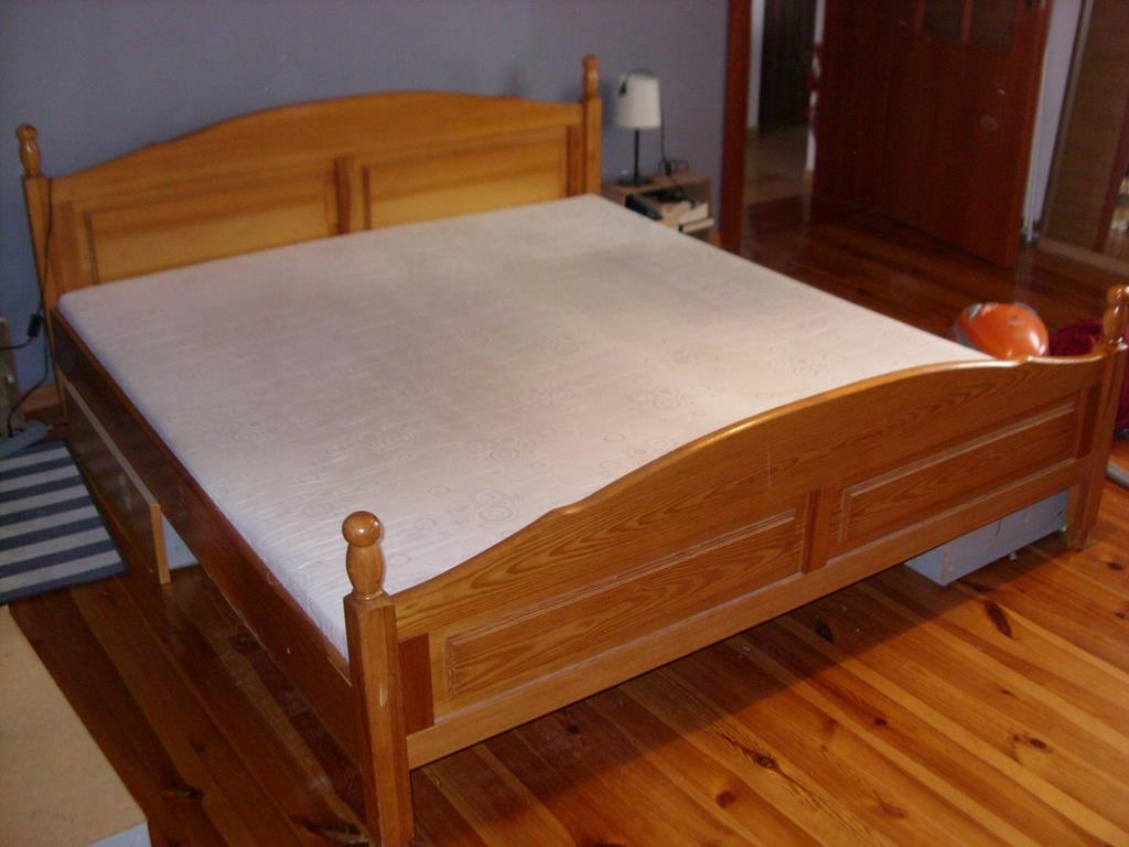 Duże łóżko małżeńskie z materacem 200x180+szuflady 10909461383