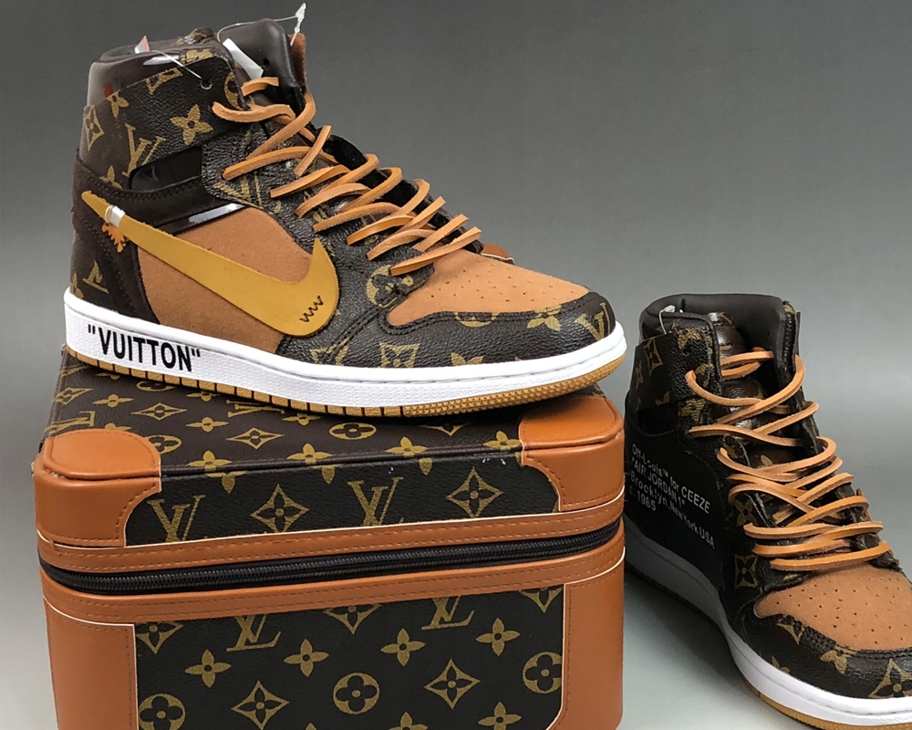 Custom Louis Vuitton OFFWHITE x Nike Air Jordan 1 7918254302