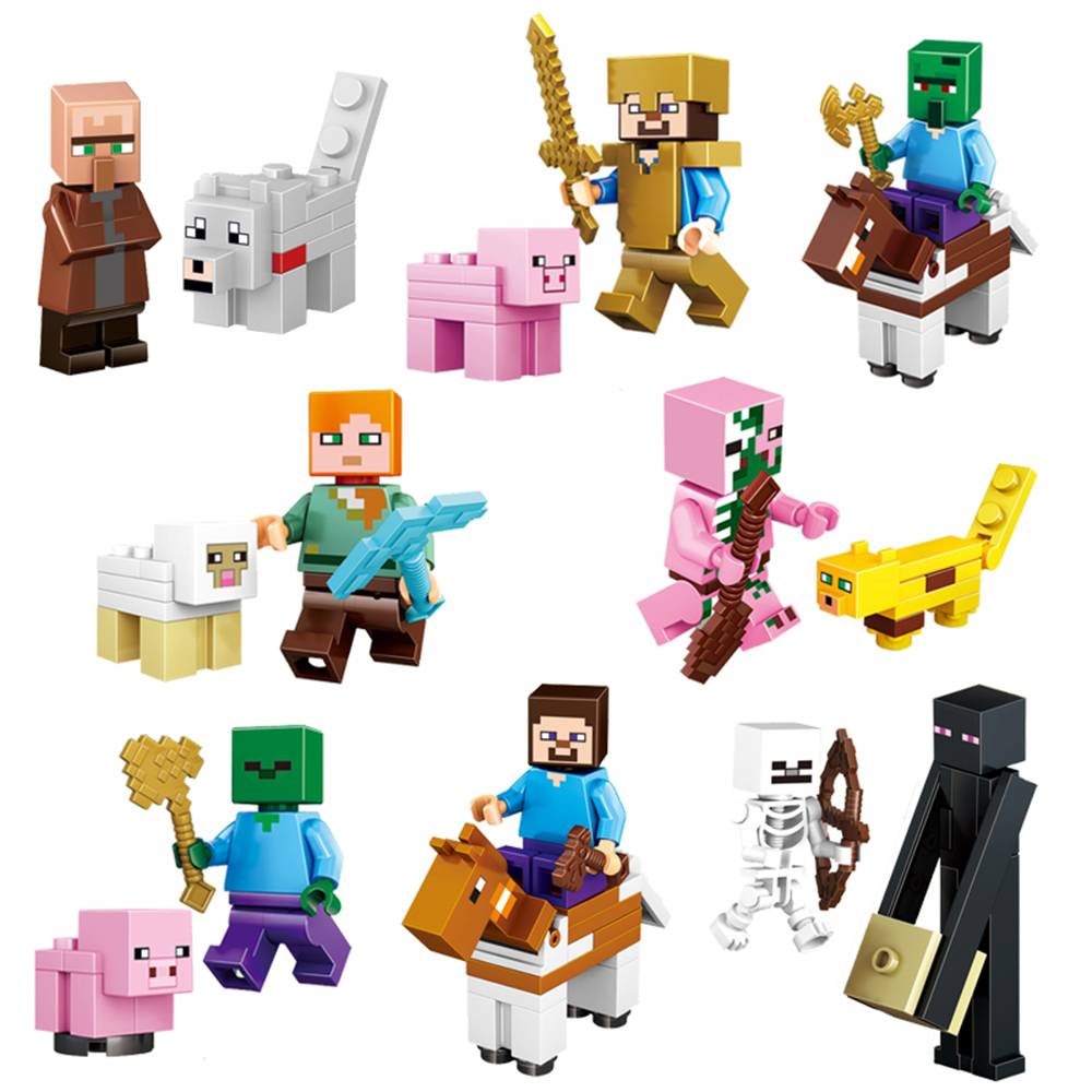 Figurki Minecraft Zestaw 16 Figurek Klocki + Broń 7226120919