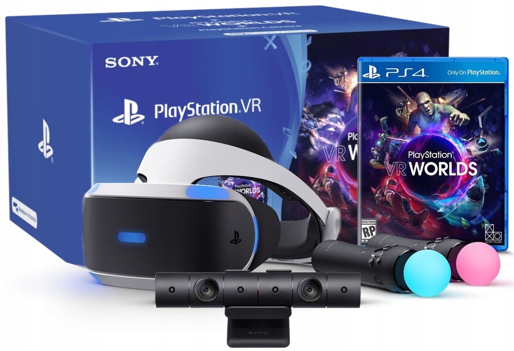 WERSJA V2 SONY GOGLE VR PS4+2x MOVE+KAMERA+WORLDS 7712054749