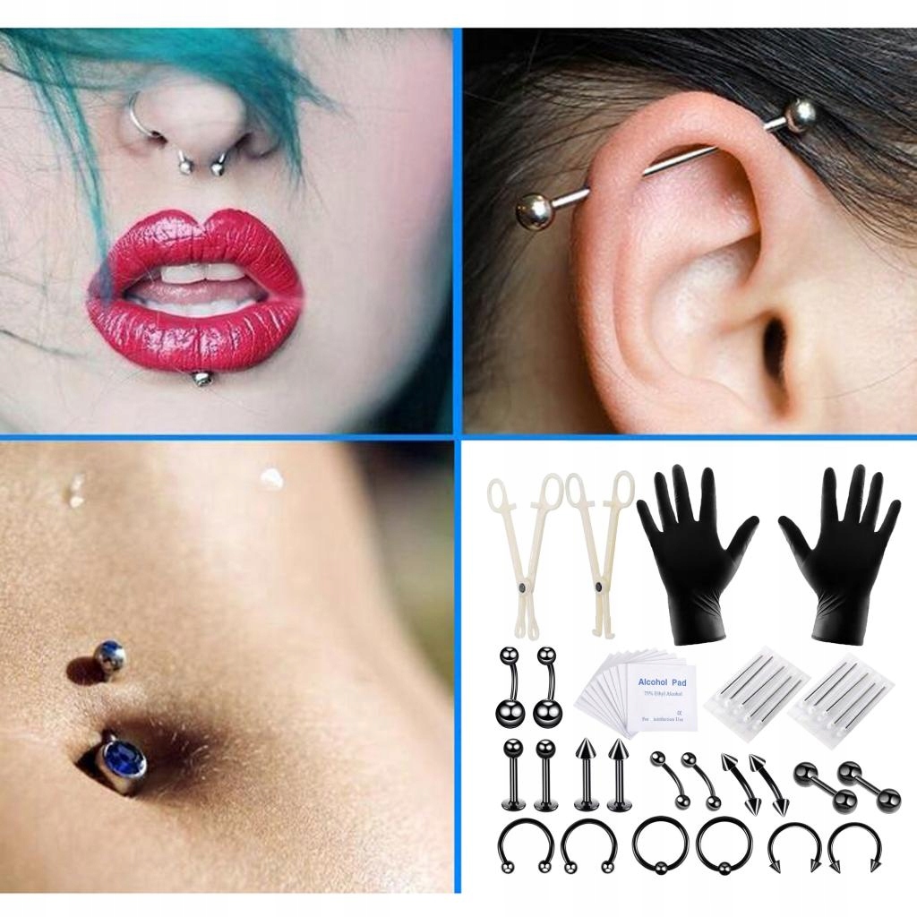 1 zestaw Body Piercing Kit(42 szt.) 9346108929 oficjalne archiwum