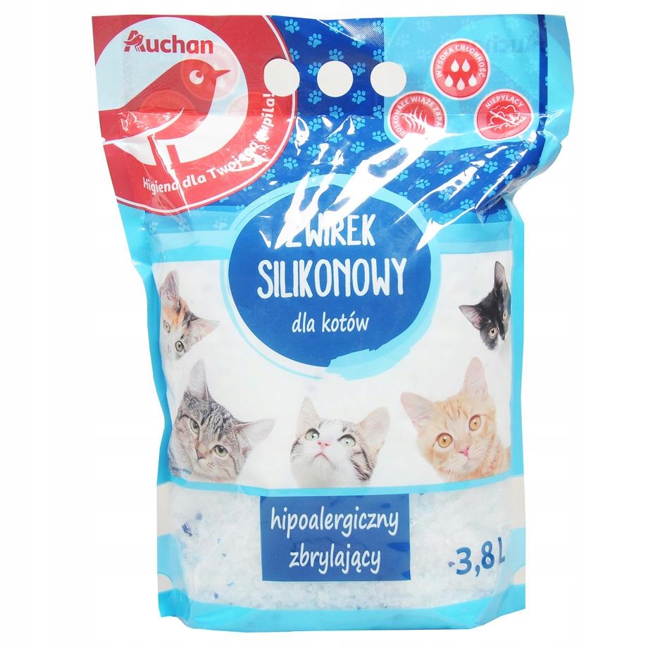 Auchan Żwirek silikonowy dla kotów, hipoalergiczn 12916327947