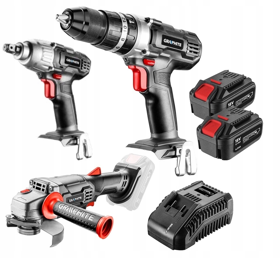 GRAPHITE ZESTAW NARZĘDZI AKUMULATOROWYCH 18V 2x4Ah 7574220160