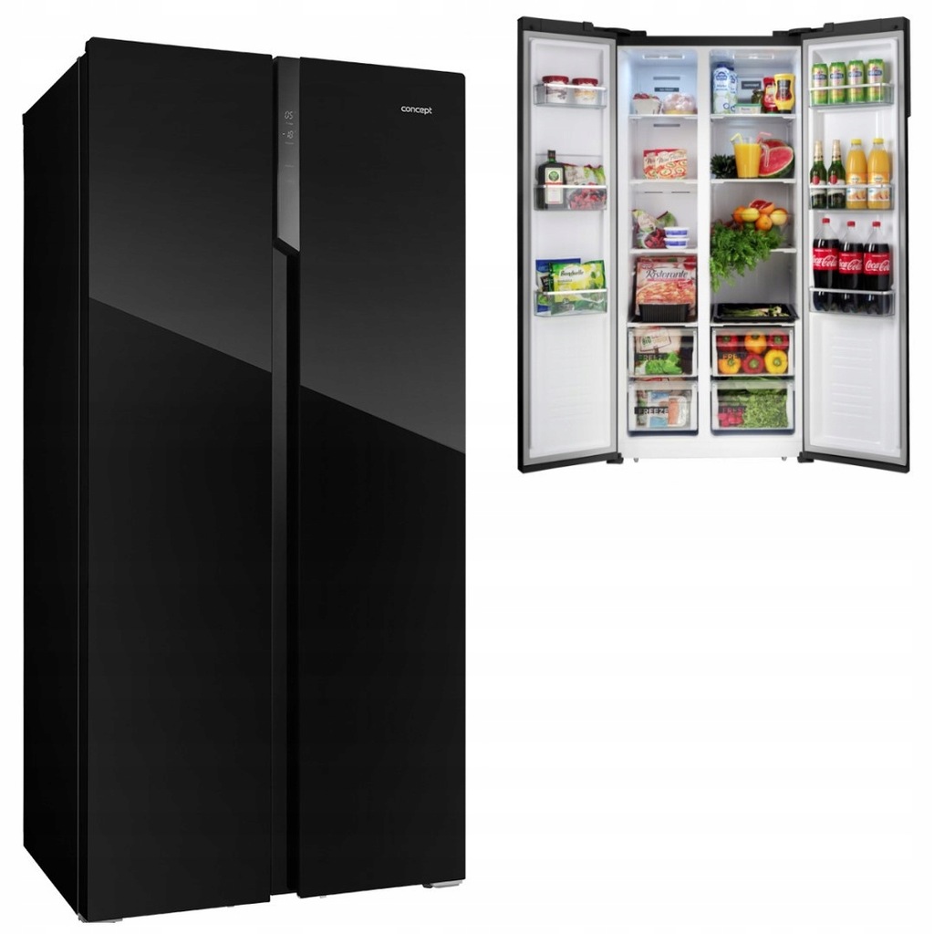 SZKLANA Lodówka SIDE by SIDE Czarna 436l CONCEPT 11200387639