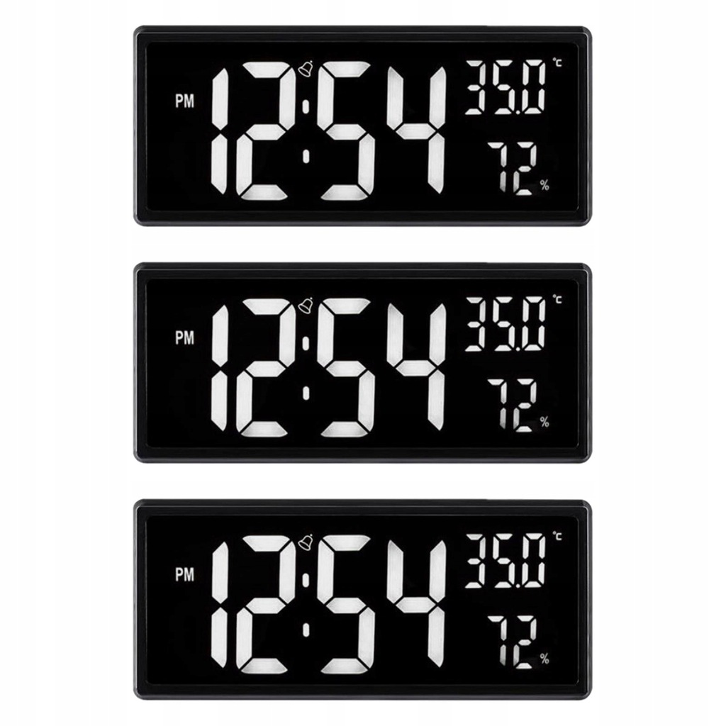 3x Luminous Electronic Wall Clock Alarm LED 13105421459 oficjalne