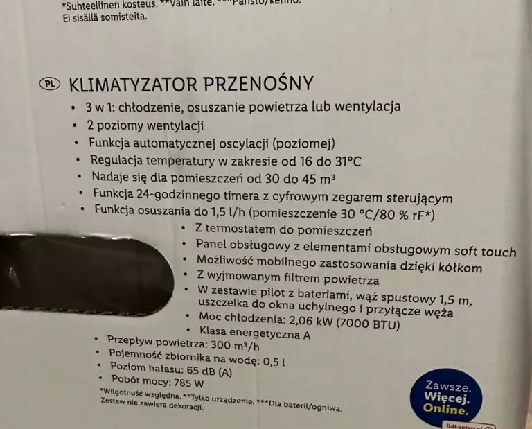 KLIMATYZATOR SILVERCREST SMK 7000 B2! OKAZJA! - 14076701617 - oficjalne