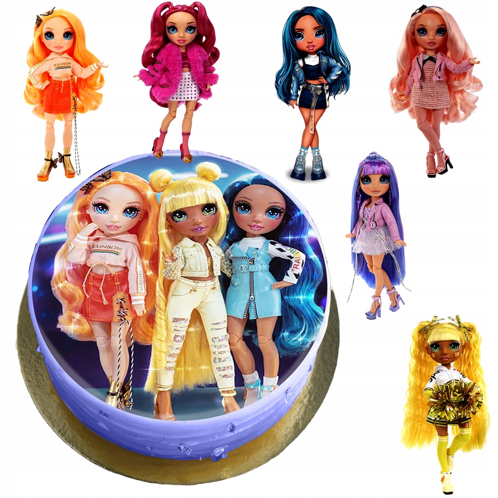 ZESTAW OPŁATEK NA TORT RAINBOW HIGH + 6 POSTACI 12237770810