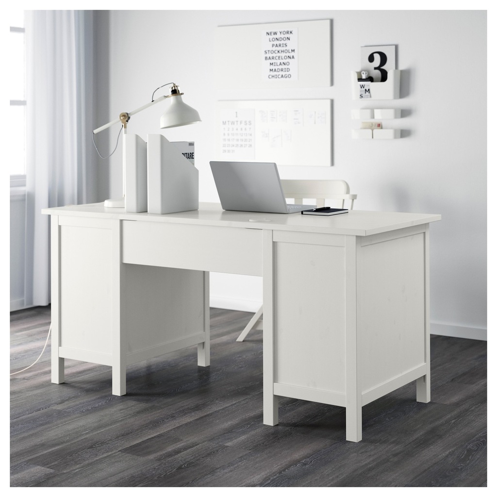 IKEA HEMNES Biurko 155x65 cm, biała bejca 7433277836