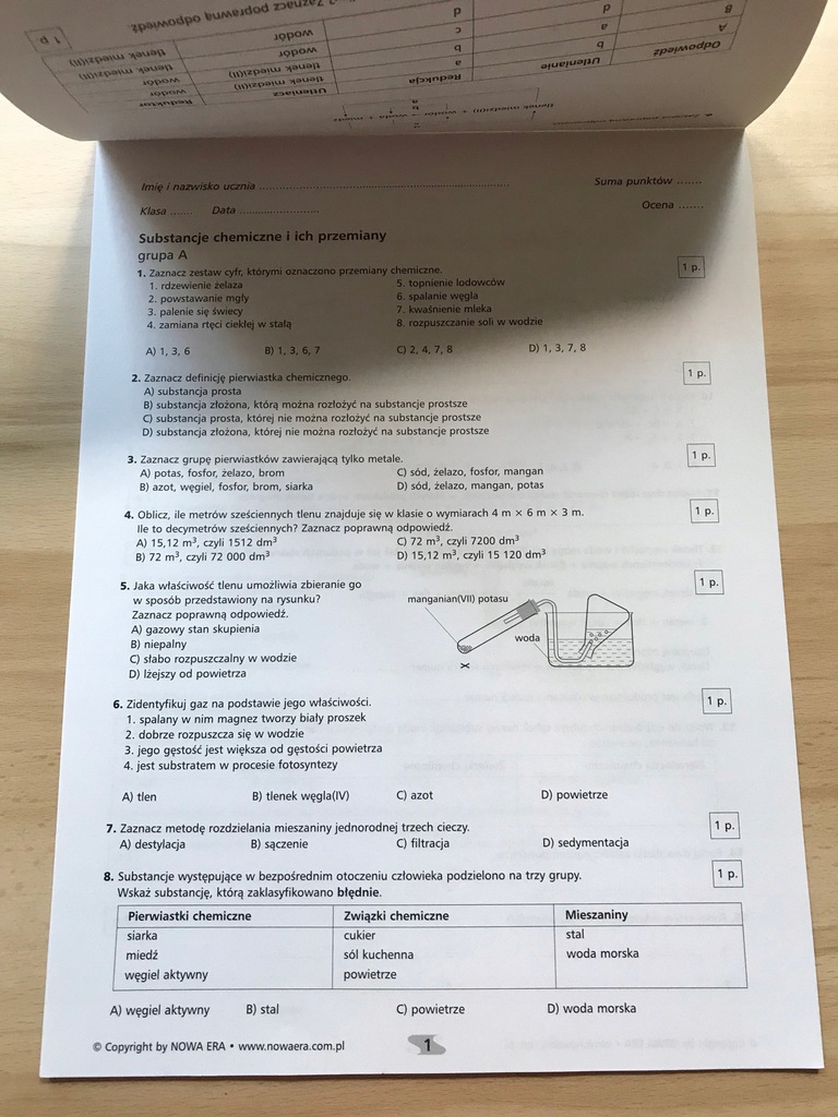 Chemia Sprawdziany Substancje chemiczne 8467753980