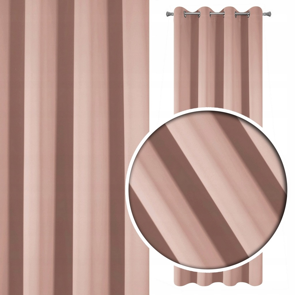 ZASŁONY zaciemniające DO SALONU pudrowy róż kółka 8461466112