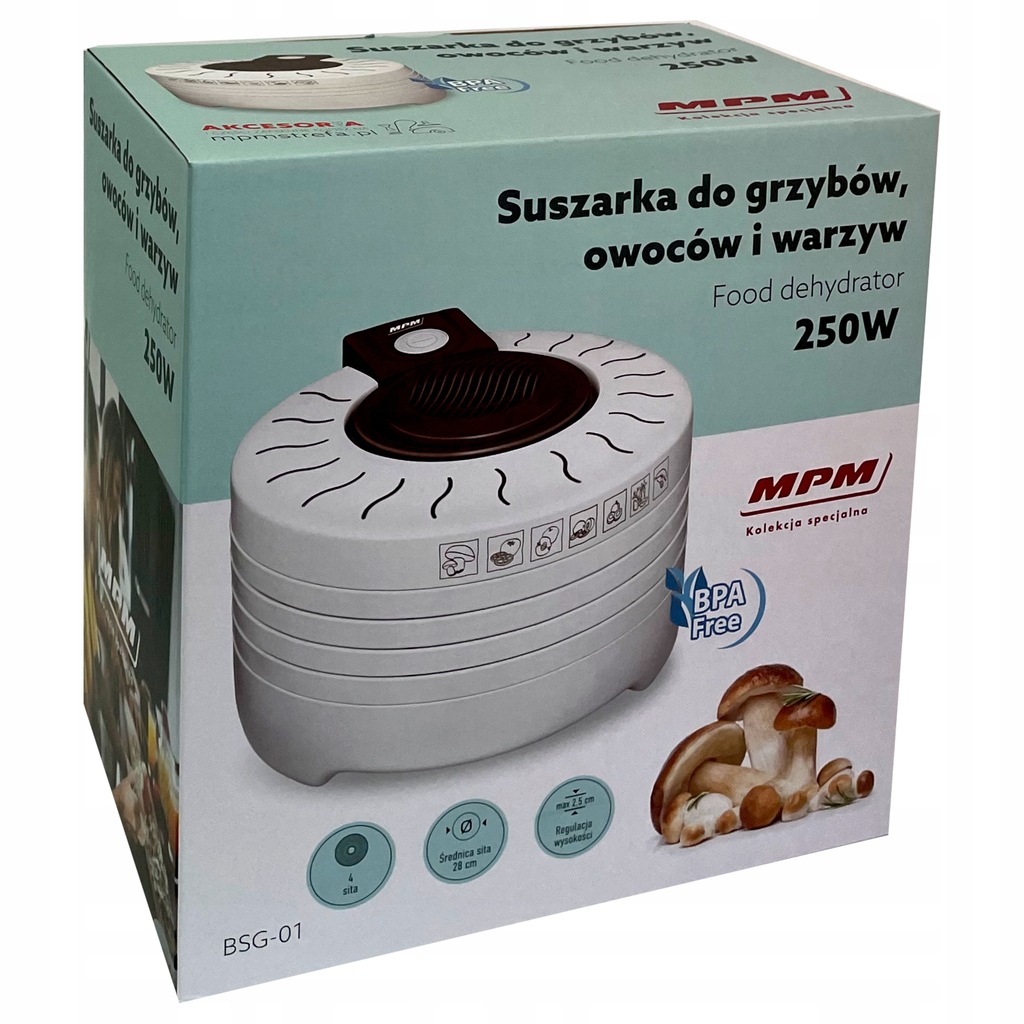 MPM suszarka do grzybów owoców warzyw BSG01 250W 12586057417