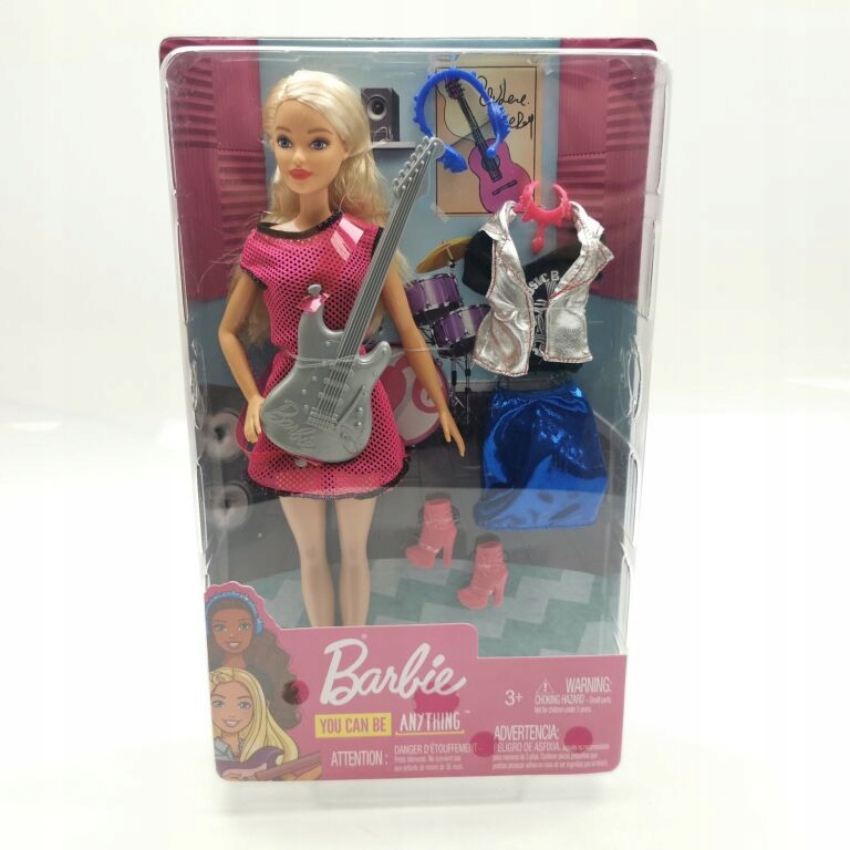BARBIE LALKA GWIAZDA ROCKA Z GITARĄ GDJ34 UBRANKA 10752406357
